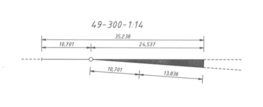 Einfache Weiche 49-300-1:14