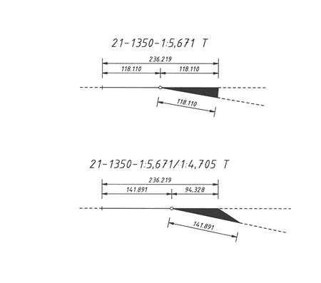 Einfache Weiche 21-1350-1:5,671 T