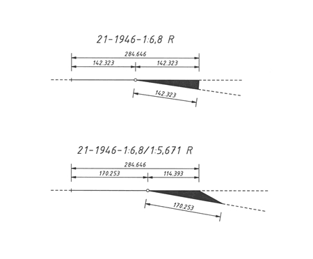 Einfache Weiche 21-1946-1:6,8 R