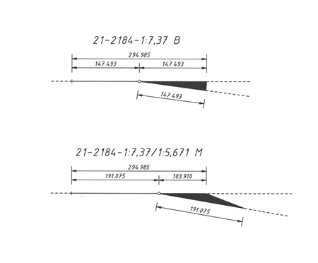 Einfache Weiche 21-2184-1:7,37 B