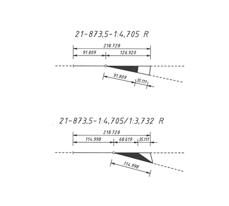 Einfache Weiche 21-873,5-1:4,705 R