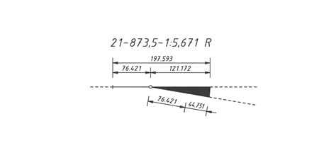 Einfache Weiche 21-873,5-1:5,671 R